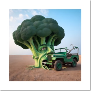 Broccoli eating a Jeep -  Salvador Dali Style Posters and Art